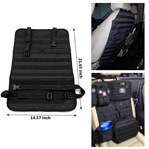 FIRECLUB Car Seat Back Organizer, Tactical MOLLE Vehicle Panel Car Seat Cover Protector Universal Fit (black-car-set)