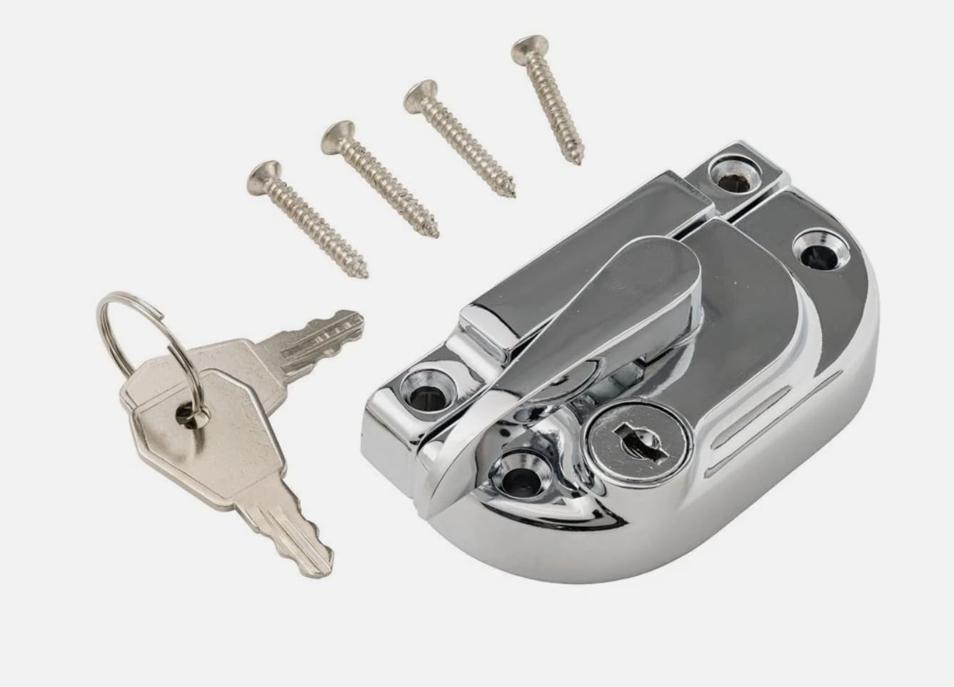 uPVC & Timber Sash Window Cam Right Hand Lock Fastener with Key (Polished Chrome)