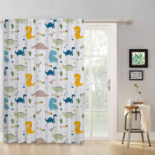 ggaimwf Dinosaur Curtains for Kids Bedroom Green Dino Eggs Cartoon Cute Wildlife Jurassic Light Filtering Window Drapes Curtains Back Tab Nursery Hanging Interior Curtain 135x175cm 1 Single Panel - Image 2