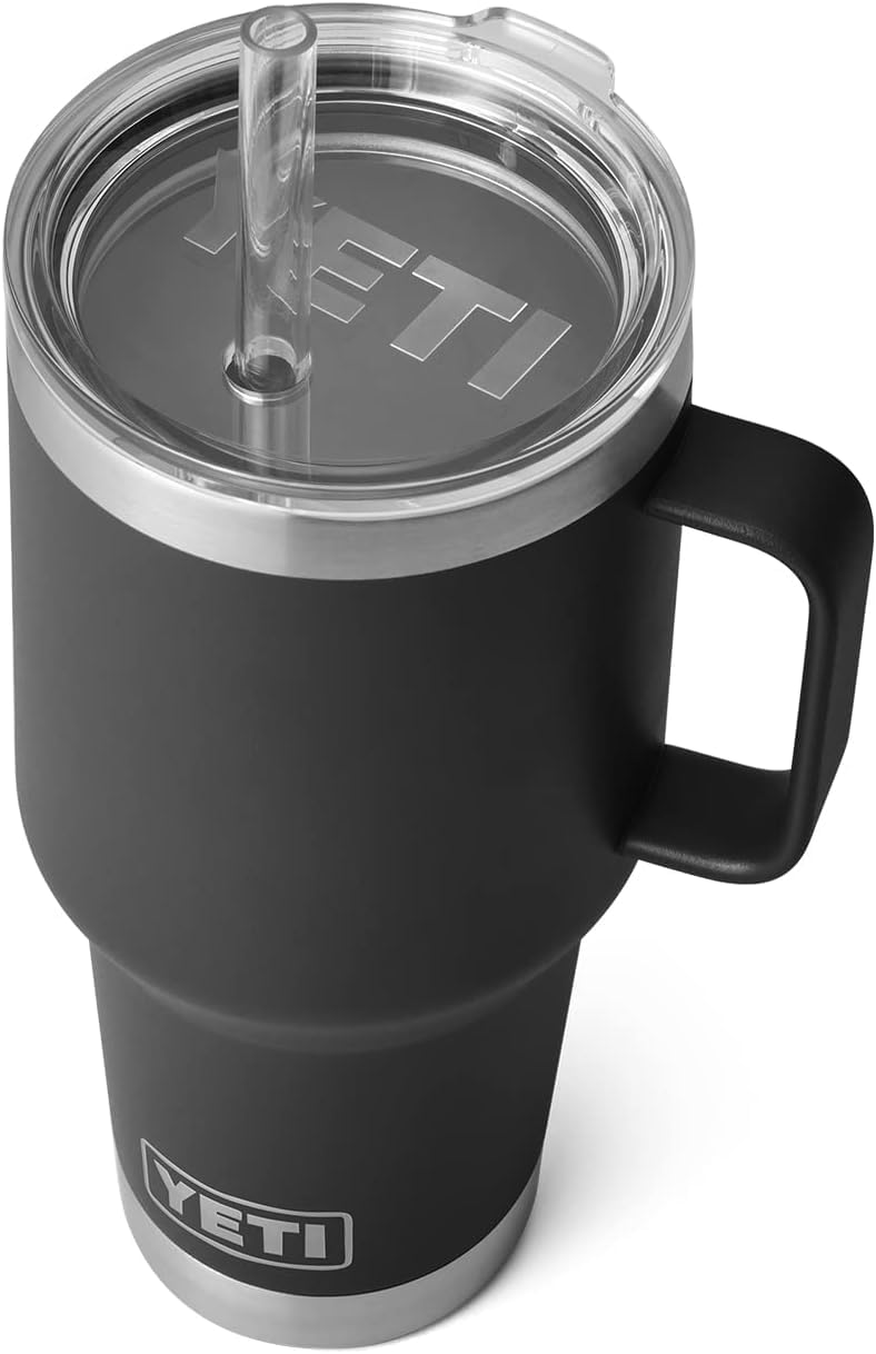 YETI Rambler Straw Mug, Stainless Steel Vacuum Insulated Mug with Stronghold Lid, Black, 35 oz (1 l), 1035 ml