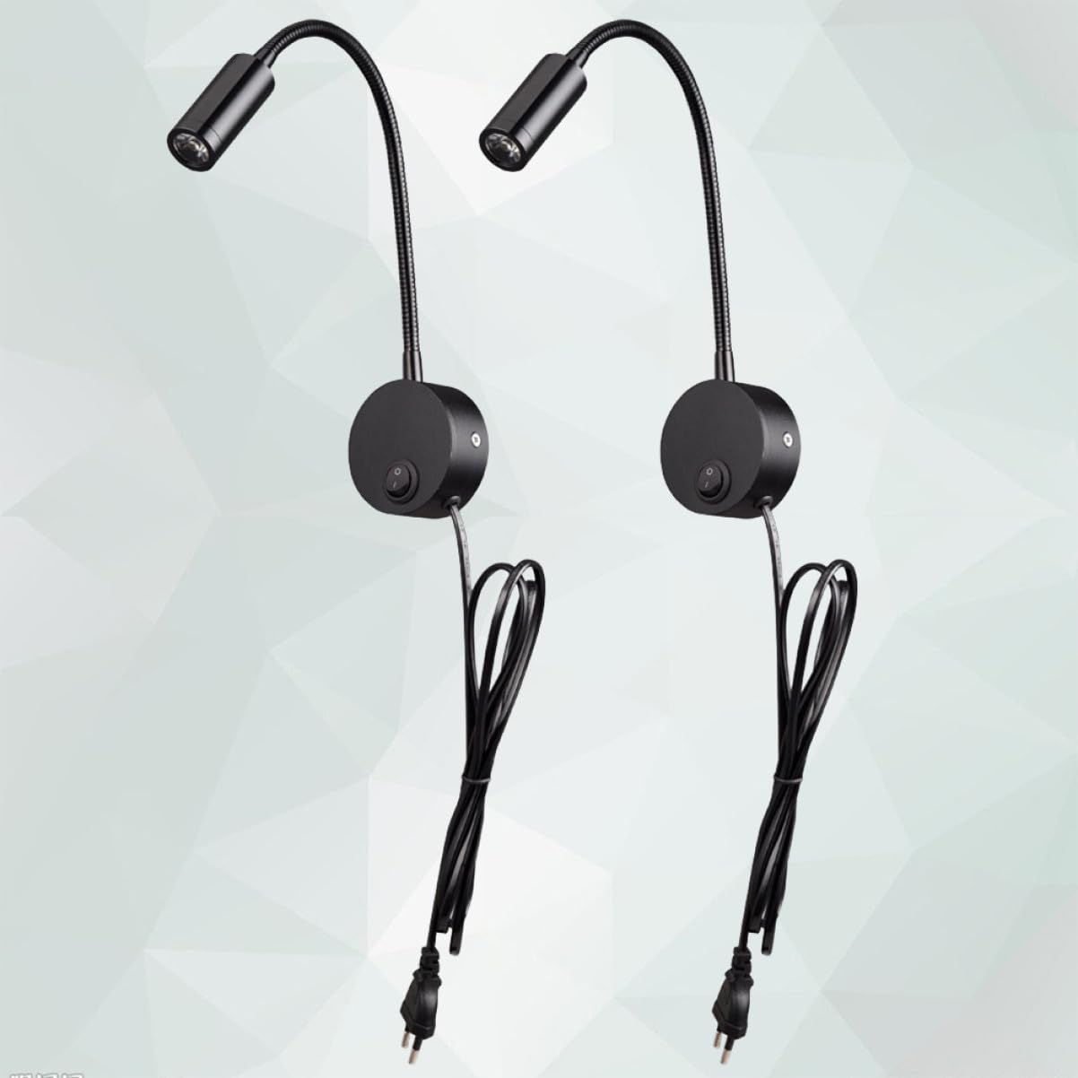 2 piezas Lámpara LED de Pared para Lectura con Brazo Flexible Luz y Montaje Pared para Dormitorio de Unidades Color Negro