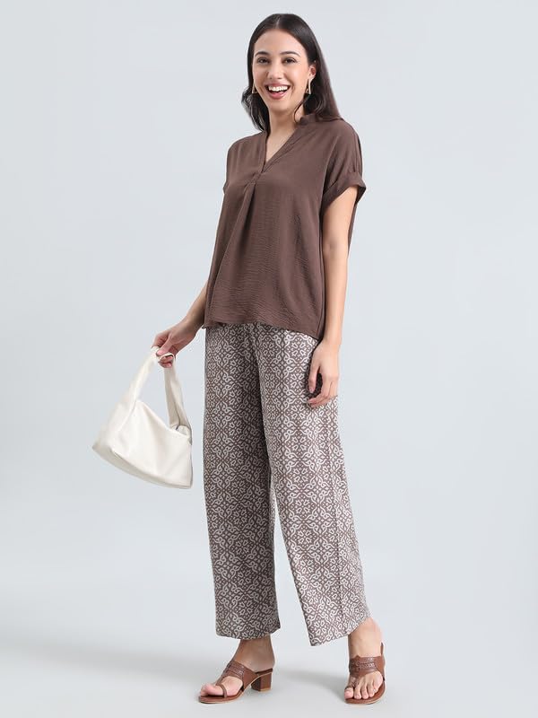 Image of GO COLORS Soft Viscose Printed Palazzo Full Length for Women| Breathable, Mid Rise