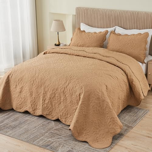 Image of Kingnex Oversized King Bedspreads 128x120 Khaki