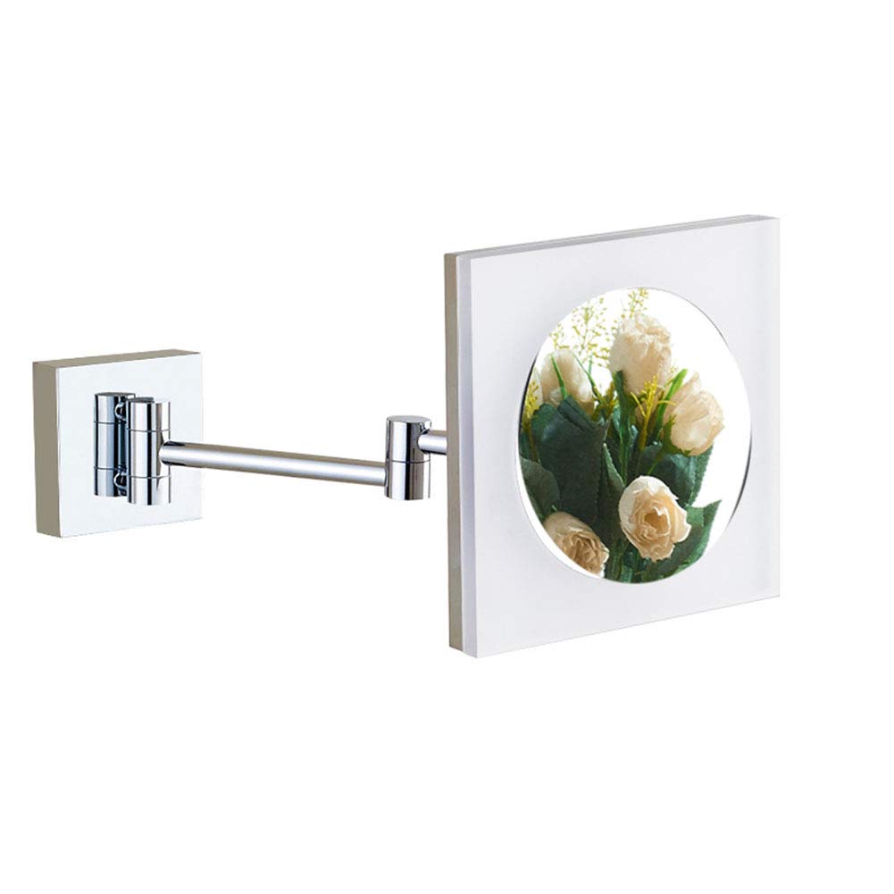 Espejo de maquillaje montado en la pared con Luces LDE, Espejo de baño de pared con lupa, Espejo de Una Cara, giratorio de 360 grados, brazo extensible, Acero inoxidable, para Niñas (enchufe