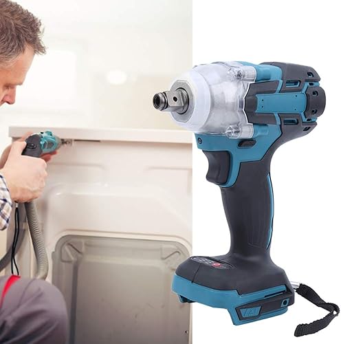 Miniatura 3 de Llave de impacto sin escobillas recargable de 21 V mango antideslizante de torsión grande con luz LED, para batería Makita