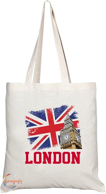 Coralgraph Inc TB1519 London British Flag Novelty Present Gift Printed Tourist Tote Shoulder Souvenir Gift Bag