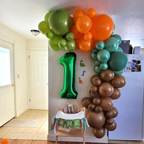 Image of 40 Inch Emerald Green 1 Balloon Number, 0-9 Set Large Number Foil Helium Balloons for Kids, Dark Green Balloons for Boys Girls 1st Birthday Party Baby Shower Anniversary Jungle Decoration Supplies