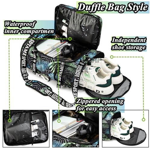 Image of Gym Duffle Bag Backpack,4‑Way Waterproof with Shoe Compartment Travel Laptop
