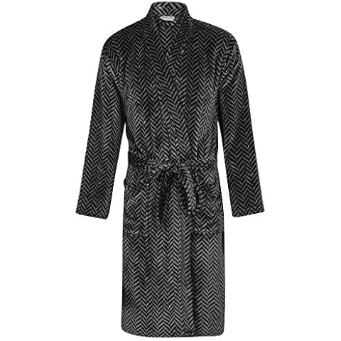 Walker Reid Herringbone Coral Fleece Robe WR2835 Grey Medium Cover