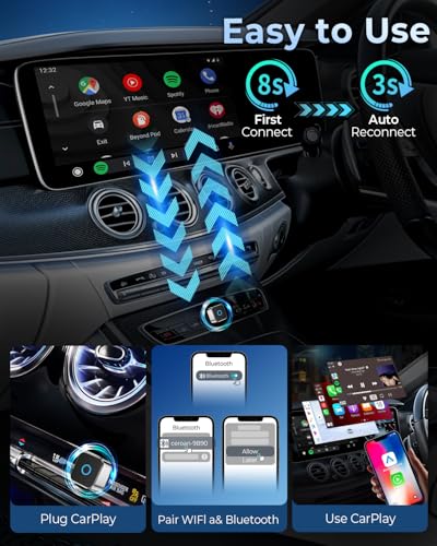 Image of CEROAN 2-in-1 Wireless CarPlay Adapter & Android Auto Wireless Adapter for Cars - Convert Wired to Wireless with Bluetooth 5.3 & 5GHz WiFi, Auto Reconnect, Lag-Free for iOS /Android (Mini)