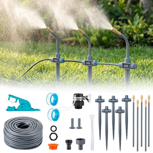Garten Bewässerungssystem mit Erdspieß 360° Frei Verstellbar, Tropfbewässerung Präziser Durchflussregelung, Sprinklersystem Kühlsystem für Gewächshaus, Hochbeet, Terrasse, Balkontopfpflanzen