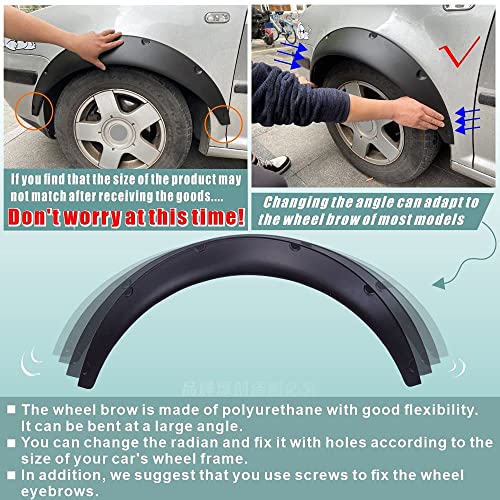 Werdereich Universal Wheel Fender Flares 3.5In/9Cm Over Wide Body Wheel Arches, Wheel Flares Made Of High Strength Material 4Pcs (80+90Cm) #TOP1