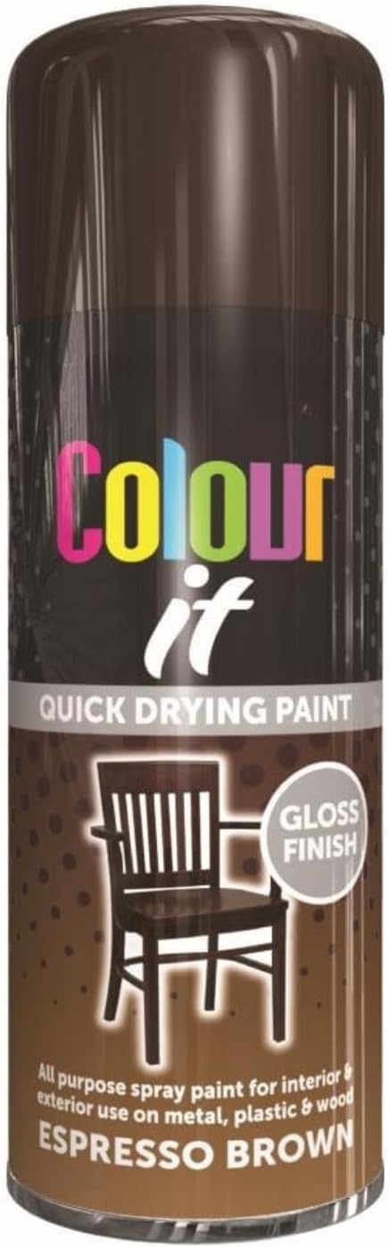 Inspired Essentials All Purpose Aerosol Spray Paint 400ml Quick Drying Spray, Fast Dry and Excellent Coverage for Metal, Wood, Plastic and More (2, Espresso Brown)