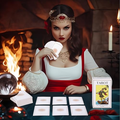 Image of Tarot Cards with Guide Book, 78 Classic Original Tarot Cards Deck Fortune Telling Game with Meanings on Them for Beginners to Expert