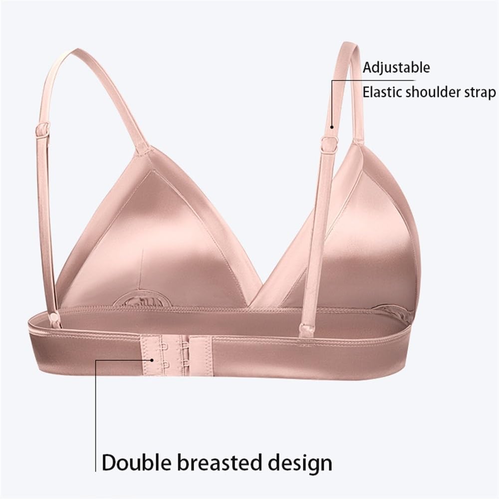 Reggiseno Da Donna Sexy In Raso Di Seta, Sottile E Liscio Con Coppa A Triangolo Francese, Bralette In Seta Di Gelso Per Intimo Fresco E Confortevole Estivo