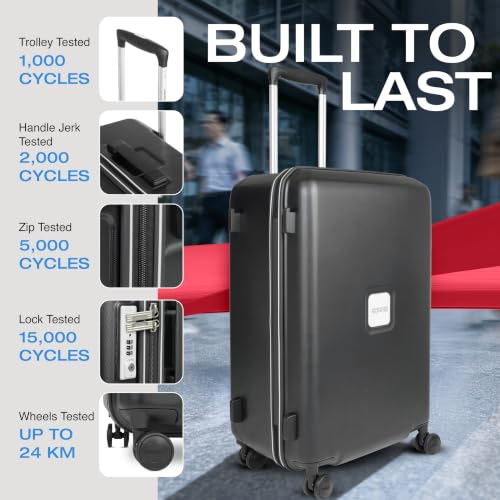 Image of American Tourister Zenrix | Check-in Trolley Bag (67 cm) | 360 8 Wheel Travel Luggage | Hard Case Polycarbonate Suitcase | Recessed TSA Lock | Black & White
