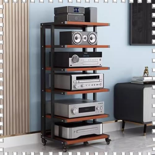 Stojak audio HiFi AV Rack Media Center z kołami hamulcowymi 4/5/6 poziomowa wieża stereo, półka narożna, otwarta szafka audio, do kina domowego i przechowywania komponentów