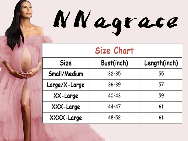 NNagrace Tulle Robes for Women Maternity Dresses Photoshoot Illusion Bridal Robe Puffy Ruffles Lingerie Maternity Gown Burgundy S/M