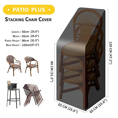 PATIO PLUS Garden Stacking Chair Cover, Waterproof Anti-UV 420D Oxford Fabric Reclining Garden Outdoor Chair Cover 65x65x80/120cm - Image 2