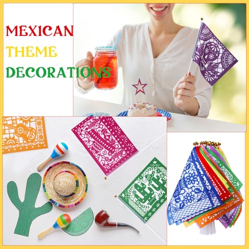 Petits drapeaux mexicains à main Outus (lot de 30) pour défilés et festivals