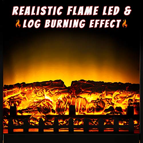 Euhomy Electric Fireplace Heater, 18" Indoor Fireplace Stove with Realistic Flame Effect, 1400W Space Heater for Quick Installation, Overheat Auto Shut Off Safety Function, CSA Certified - Thumbnail 3