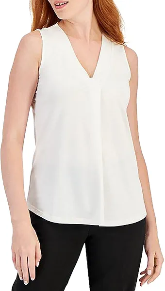 Anne Klein Women's Harmony Knit Pleat Front Shell