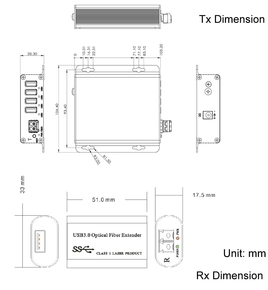 スペクトル光ケーブル利用/USB3.1Gen1/2.0/1.1エクステンダー