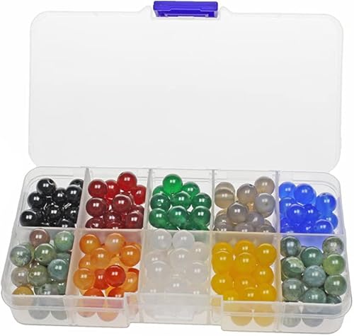 Juego de 200 cuentas de piedra de 0.315 pulgadas (0.315 in), redondas, sueltas, negras, rojas, verdes, grises, azules, blancas, amarillas, de ágata