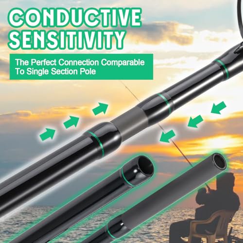 Sougayilang Surf Fishing Rod and Reel Combo Medium/Heavy 3 Piece Travel Spinning Rod with 4000 Size Reel Baitfeeder Combo(10'Green)