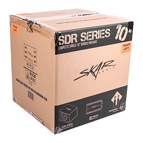Image of Skar Audio Single 10 inch Complete 1, 200 Watt Sdr Series Subwoofer Bass Package - Includes Loaded Enclosure with Amplifier