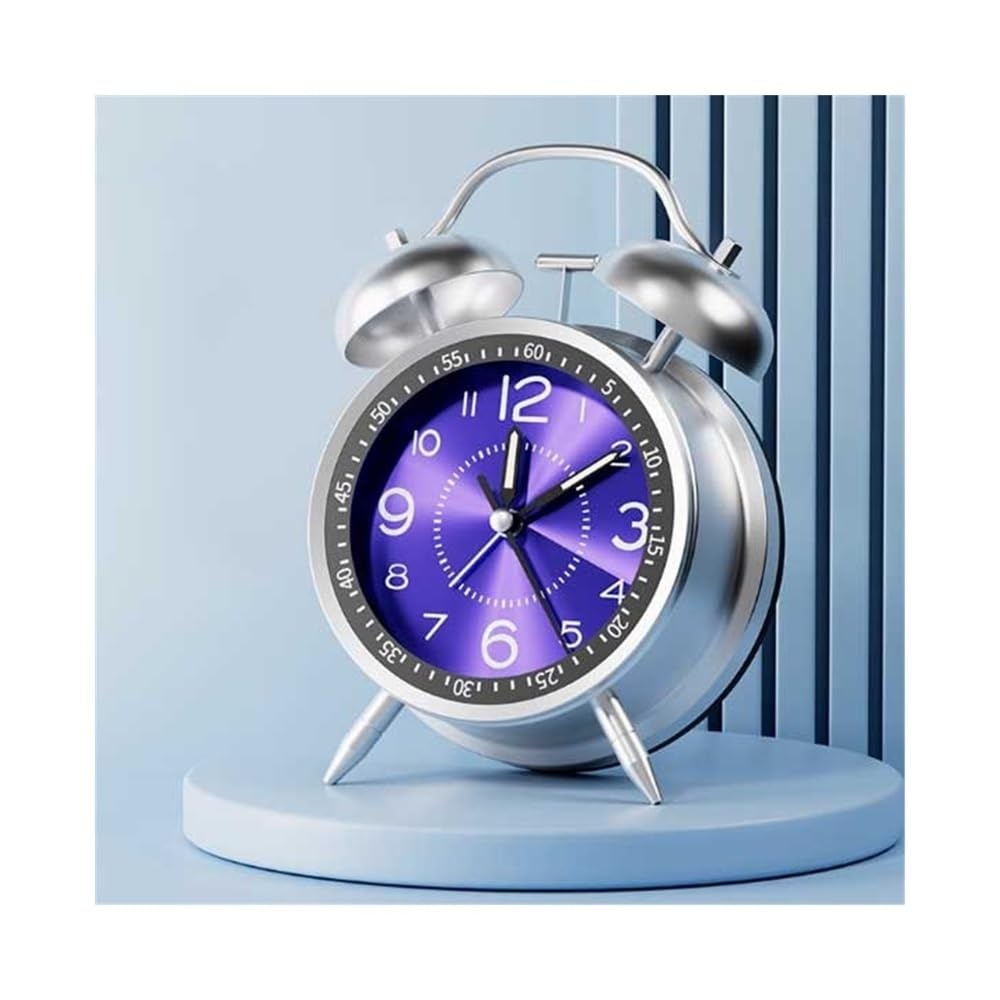 E7v2T9k6 Tabletop Multifunctional Alarm Clock for Living Room Kitchen Bedroom Office School Dormitory Bedside Analog Battery Operated Travel(Blue)