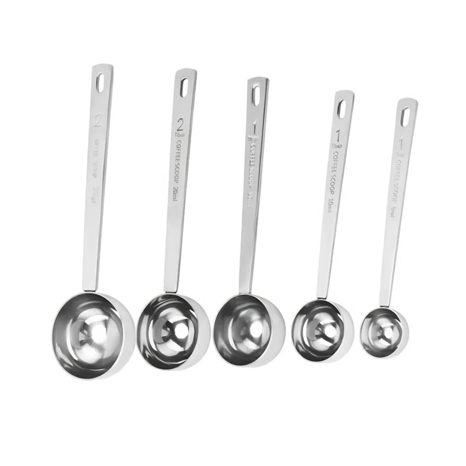 Juego de cucharas medidoras acero inoxidable 304, 5 piezas