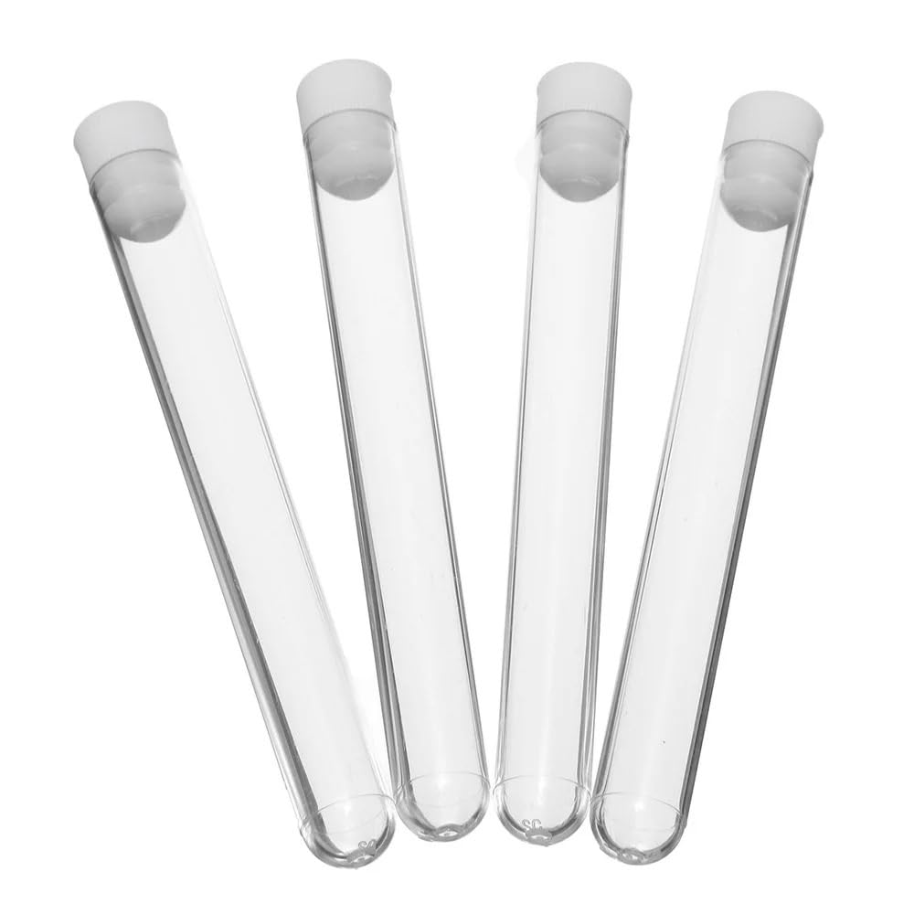 100Pcs/set Clear Plastic Test Tube 12x100mm with Cap U-Shaped Bottom Long Transparent Test Tube Lab Supplies