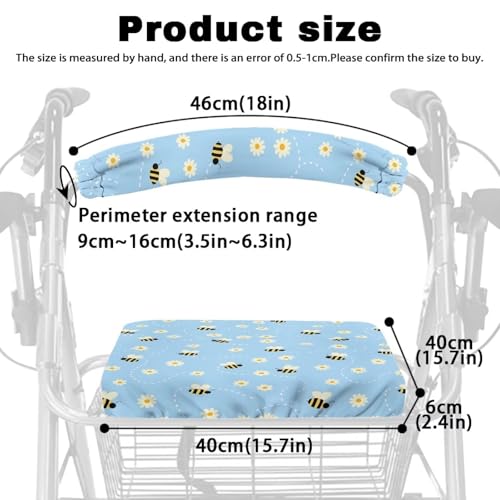 Image of Bee Rollator Accessories for Ladies Universal Walkers Seat Covers Cute Walkers for Seniors with Seat Covers Blue