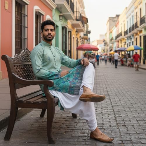 Image of Trustous Men's Printed Kurta Dhoti Set Traditional Ethnic Wear for Festivals & Weddings | Men's Stylish Printed Kurta with Dhoti Set | Traditional Indian Ethnic Wear for Men