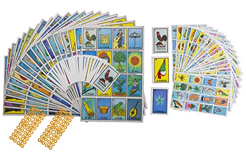 XGATML Naipes Gacela 2 Loteria Mexicana Sets (Different Sizes), 1 Jumbo Set (20 Boards, Cards and 80 Markers) & 1 Portable Set (20 Boards and Cards). Fun for The Whole Family