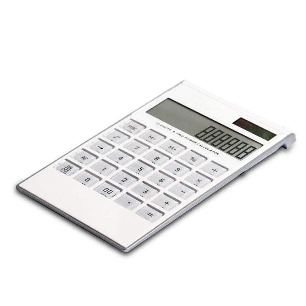 JFDBGU Calcolatrice scientifica Display Solare Portatile a Grande Schermo Calcolatrice Ultrasottile 12 cifre Power White 183 * 107 * 15mm