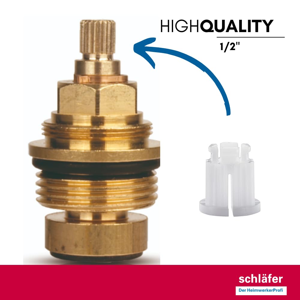 Schläfer 451415 | Inserto a scatto in Plastica brocciato 13/20 per Manopola Rubinetto Set di boccole per Vitone 1/2". Adatto per Rubinetteria del Bagno e della Cucina con due Maniglie. Conf. 4pz.