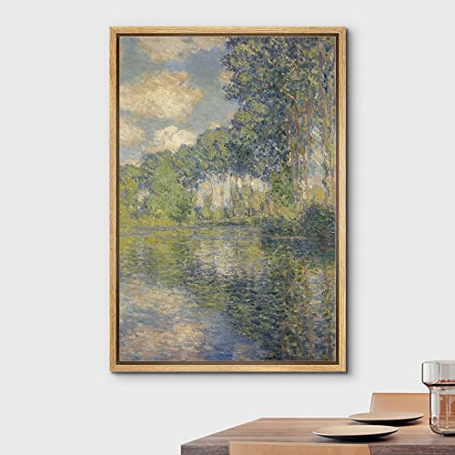 wall26 Framed Canvas Print Wall Art Verdant Forest Landscape Claude Monet Classical Illustrations Fine Art Decorative Vintage Watercolors Pastel Zen for Living Room, Bedroom, Office - 16"x24" Natural - Image 3