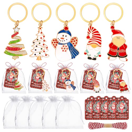 Wxzumg 30Pcs Christmas Keychain Bulk Christmas Party Favors Christmas Key-chain