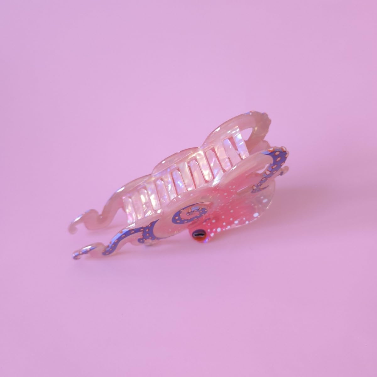 Pinzas de pelo de pulpo de fantasía, pinzas de acetato para el cabello, pinzas de garra de pulpo oceánico para mujer, color rosa claro