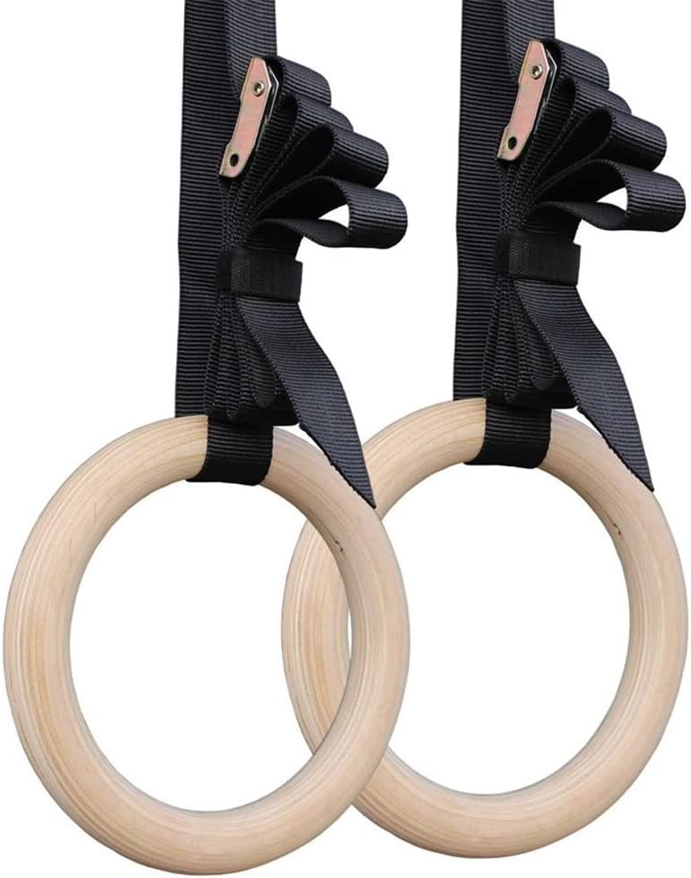 1 Pair Gymnastic Rings Pull Up Gym for Home Fitness Strength Training. 2.8cm*4.5m Adjustable Straps for Optional