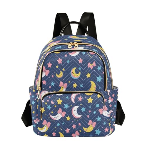 ALAZA A Kawaii Moon Star Small Backpack Purse for Women Travel Bag Lightweight Shoulder Bag Fashion Daypack