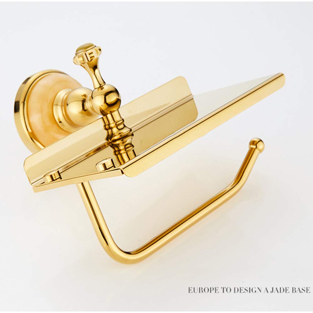 Europeo Di Porta Carta Igienica Muro D'ottone Montato Moderno Supporto Del Tessuto Rotolo Di Accessori Da Bagno Con Supporto Mensola Del Telefono Per L'hotel Bagno Camera Da Letto, L'oro,Sapphire