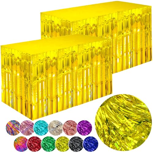 Wiepenglna 2er Gold Folie Fransen Tischröcke