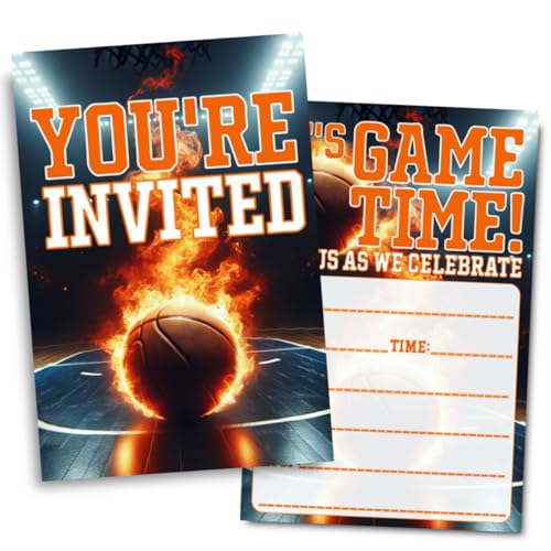 Cartes d'invitation thème basket-ball pour anniversaire garçon fille et événement sportif