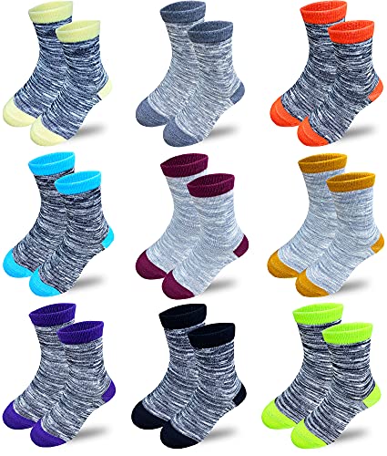JAMEGIO Toddler Kids Boys Girls Fashion Cotton Socks Soft Crew Socks for 2-14 Years Boys Girls -9 Pairs