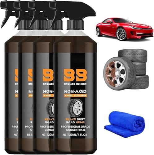 Buptop 2026 Upgraded Bronze Bomber Wheel Cleaner Tire Cleaner - Safe on Chrome and All Wheel Finishes - Brake Dust Dirt Browning Grease and Grime Remover (US Stock) (4 PACK)