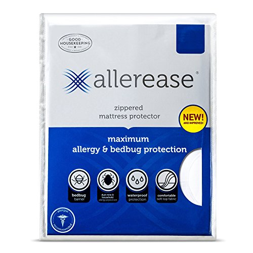 AllerEase Maximum Allergy and Bed Bug Waterproof Zippered Mattress Protector - Allergist Recommended