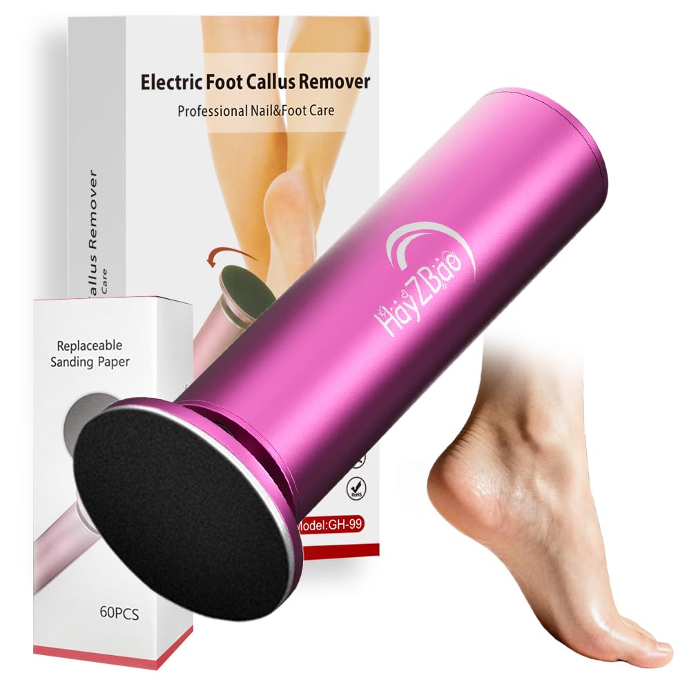 Electric Foot Callus Remover with 60 Pcs Sandpaper Discs - Electric Callus Remover for Feet,Pedicure Tool for Dead Skin (Matte Purple)